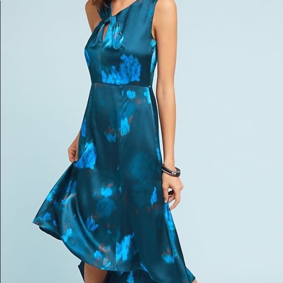 Tracy Reese Anthropologie Water Color Blue Sleeveless silk  Dress  Sm NWT - Picture 1 of 13